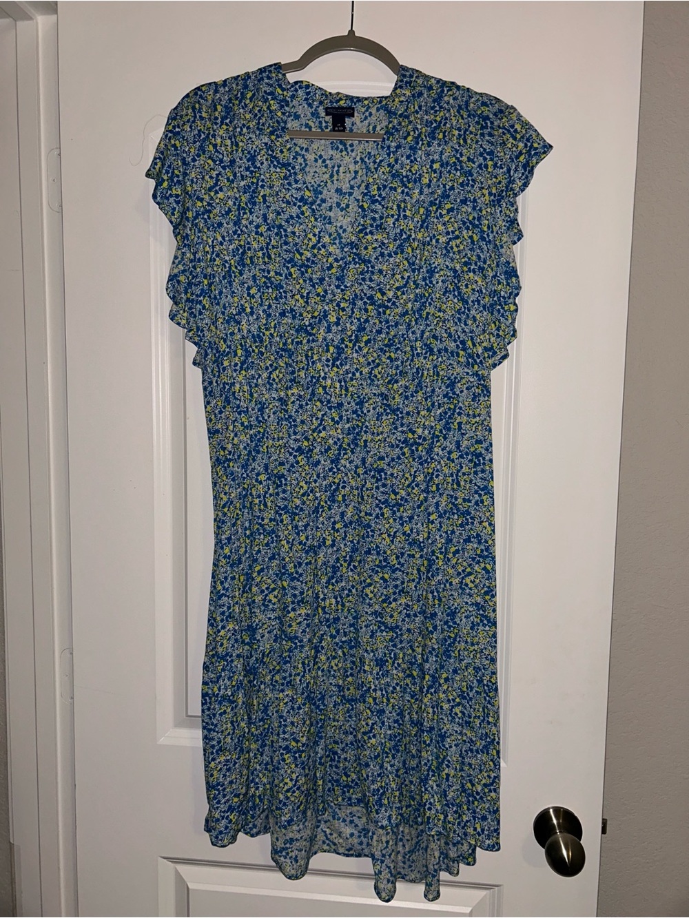 Blue Floral Ruffle Sleeve Maxi Dress by Scoop